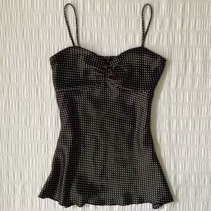 Black Polka Dot Spaghetti-Strap Satin Camisole
